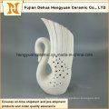 Cisne hecha a mano china forma floreros de cerámica blanca (decoración del hogar)